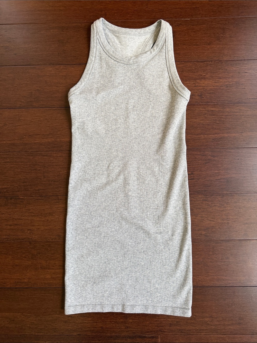 Everyday Ribbed Racerback Bodycon Dress - Light Heather Gray